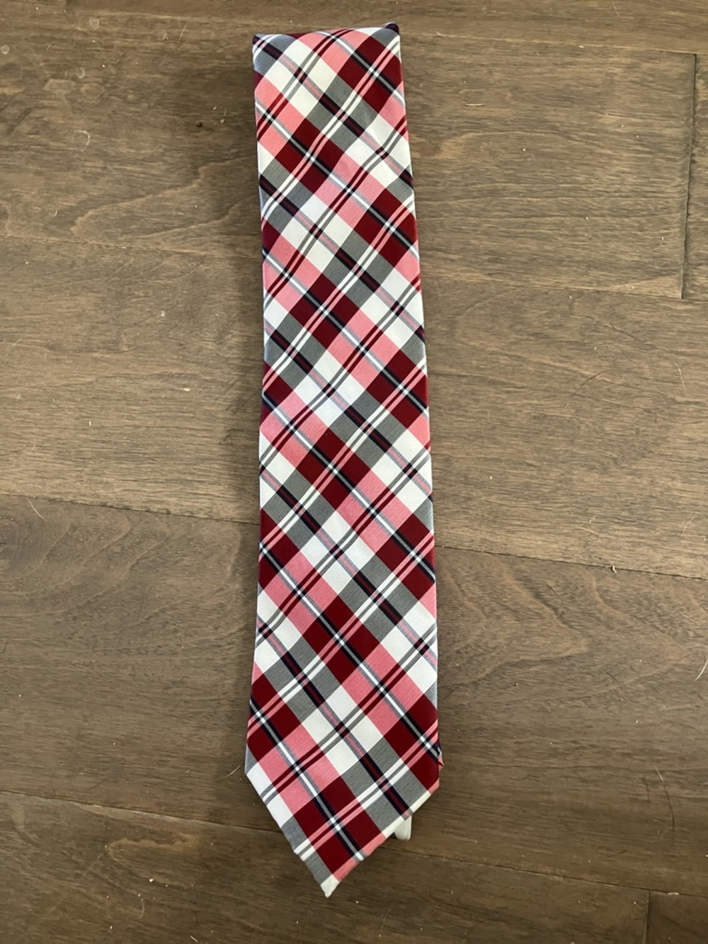 Saddlebred Red, White & Black Plaid Men's Tie